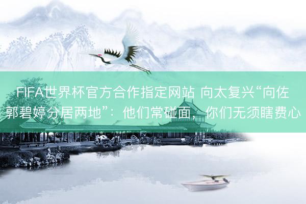 FIFA世界杯官方合作指定网站 向太复兴“向佐郭碧婷分居两地”：他们常碰面，你们无须瞎费心