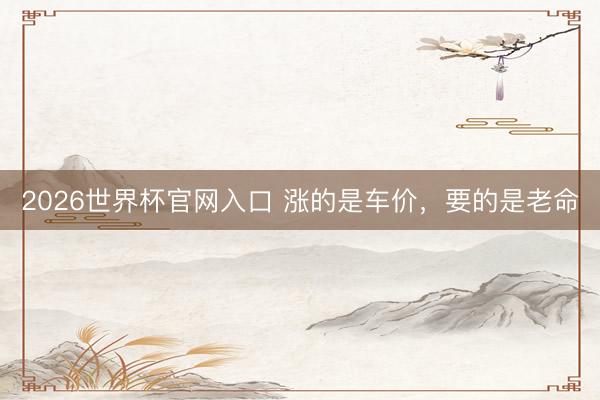 2026世界杯官网入口 涨的是车价，要的是老命