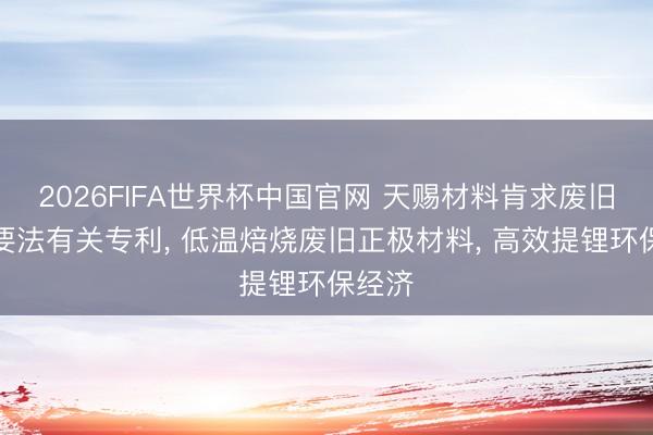2026FIFA世界杯中国官网 天赐材料肯求废旧锂索要法有关专利， 低温焙烧废旧正极材料， 高效提锂环保经济