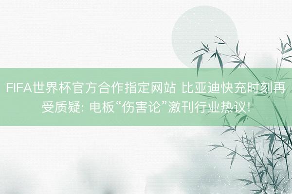 FIFA世界杯官方合作指定网站 比亚迪快充时刻再受质疑: 电板“伤害论”激刊行业热议!