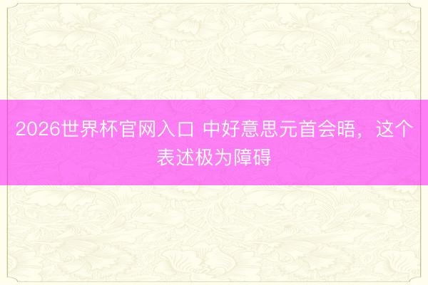 2026世界杯官网入口 中好意思元首会晤,这个表述极为障碍