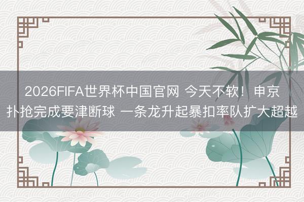 2026FIFA世界杯中国官网 今天不软！申京扑抢完成要津断球 一条龙升起暴扣率队扩大超越