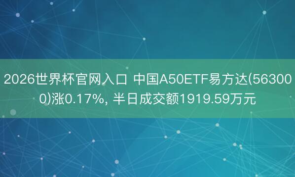 2026世界杯官网入口 中国A50ETF易方达(563000)涨0.17%， 半日成交额1919.59万元
