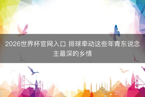 2026世界杯官网入口 排球牵动这些年青东说念主最深的乡情