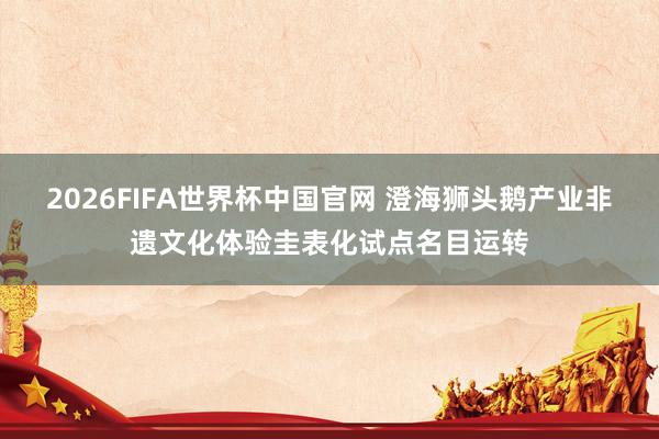 2026FIFA世界杯中国官网 澄海狮头鹅产业非遗文化体验圭表化试点名目运转